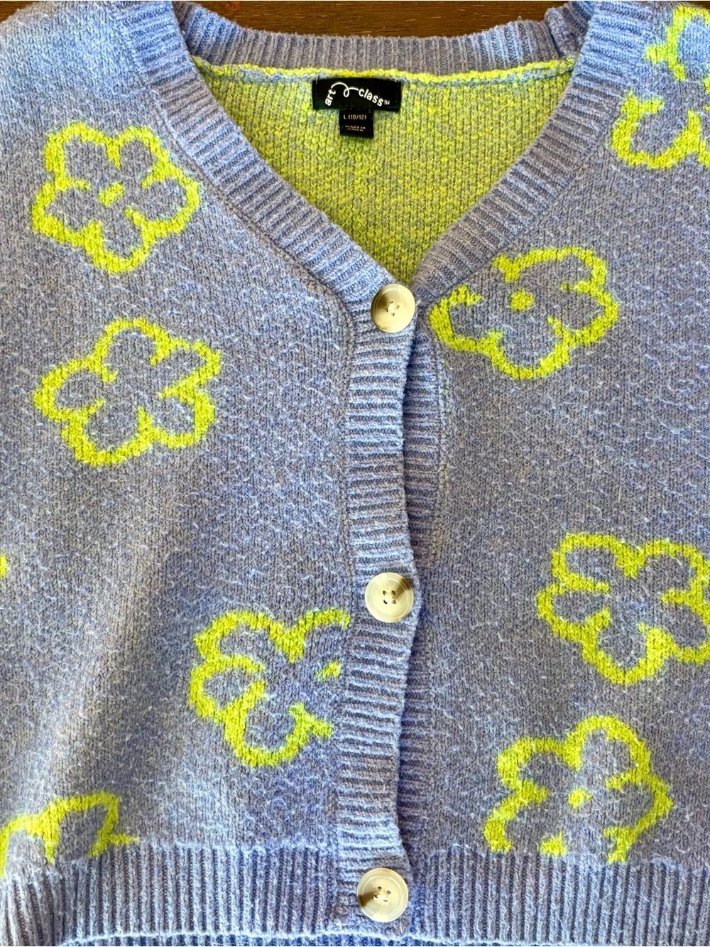 Lavender & Yellow Floral V-Neck Cardigan - children’s